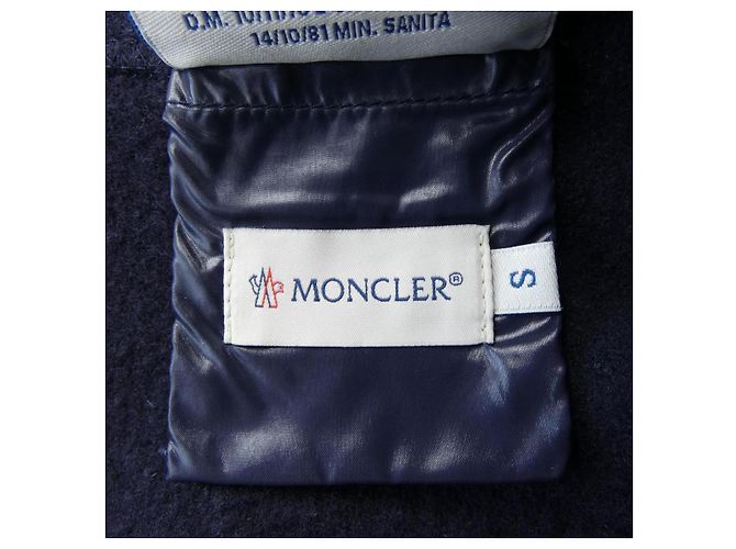 Abrigo de cuero Moncler azul marino - vista 5