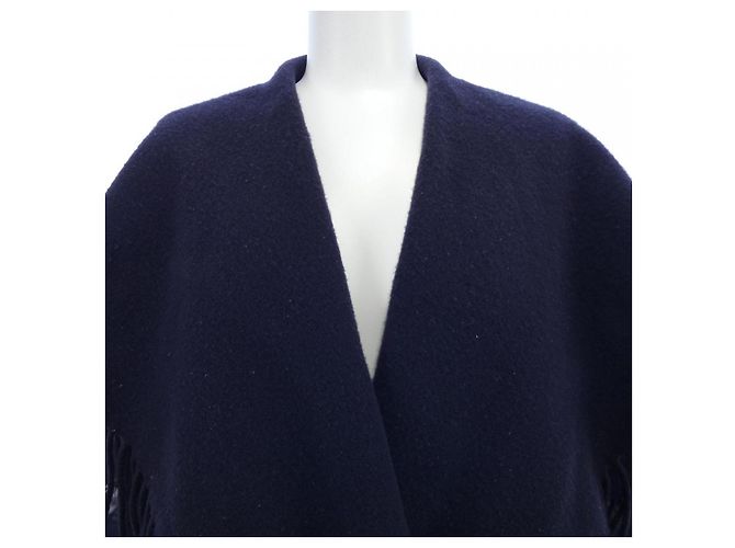 Abrigo de cuero Moncler azul marino - vista 6