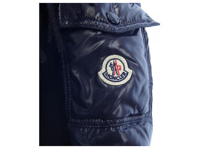 Abrigo de cuero Moncler azul marino - vista 8