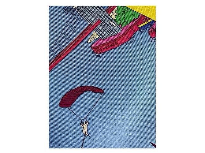 Hermès Foulard "The Battery New York" Edizione Speciale Ugo Gattoni 90cm Nero Rosa Bianco Rosso Blu Verde Giallo - vista 7