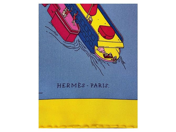 Hermès Foulard "The Battery New York" Edizione Speciale Ugo Gattoni 90cm Nero Rosa Bianco Rosso Blu Verde Giallo - vista 8