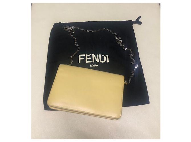 Fendi Monster Eyes Portafoglio con Catena Beige - vista 2