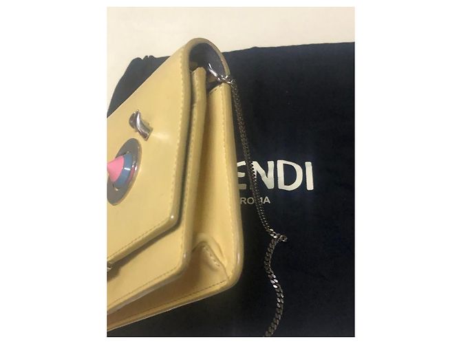 Fendi Monster Eyes Portafoglio con Catena Beige - vista 3