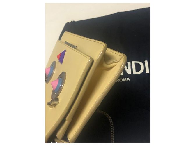 Fendi Monster Eyes Portafoglio con Catena Beige - vista 4