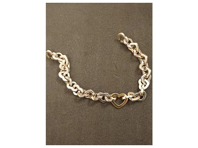 Bracciale Tiffany & Co. Heart Link Argento e Oro Giallo D'oro Silver hardware - vista 2