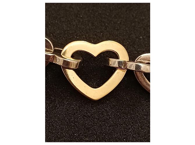 Bracciale Tiffany & Co. Heart Link Argento e Oro Giallo D'oro Silver hardware - vista 3