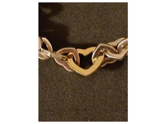 Bracciale Tiffany & Co. Heart Link Argento e Oro Giallo D'oro Silver hardware - vista 7