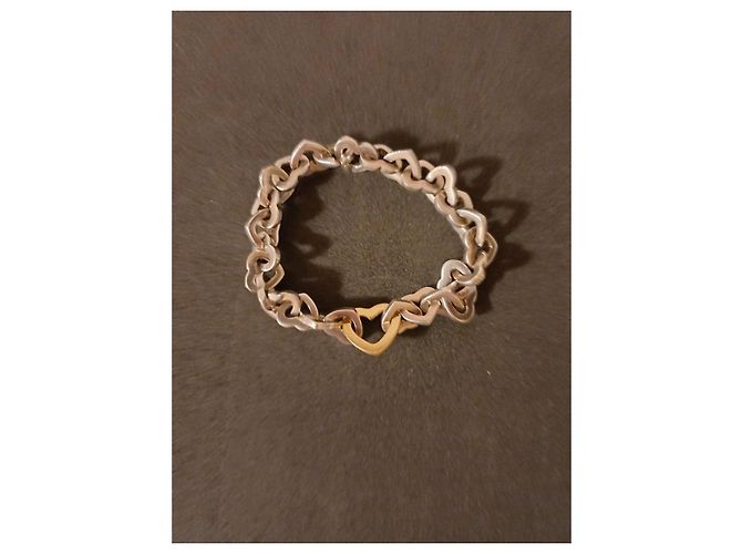 Bracciale Tiffany & Co. Heart Link Argento e Oro Giallo D'oro Silver hardware - vista 8