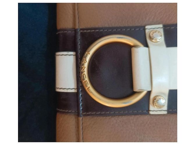 Cartera Lancel de cuero marrón y blanco Castaño - vista 2