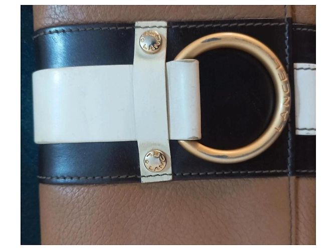 Cartera Lancel de cuero marrón y blanco Castaño - vista 3