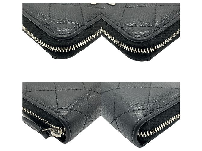 Porta-moedas Chanel em couro de bezerro granulado preto - vista 3