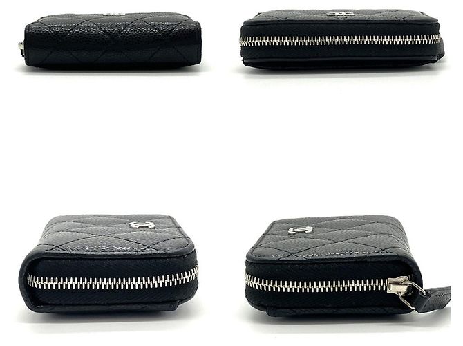 Porta-moedas Chanel em couro de bezerro granulado preto - vista 4