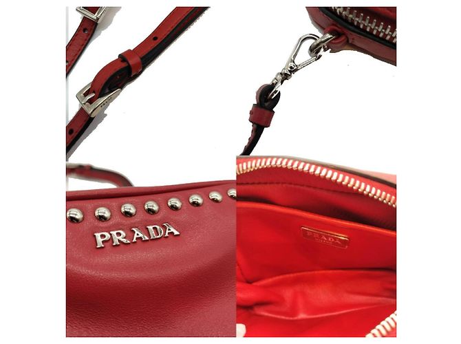 Prada Schultertasche aus rotem Leder - Ansicht 4