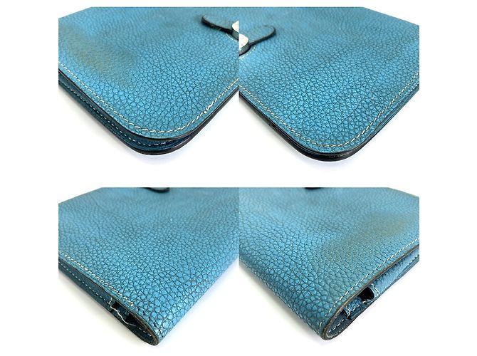 Hermès Portafoglio lungo Hermes Dogon GM in pelle Togo blu - vista 3