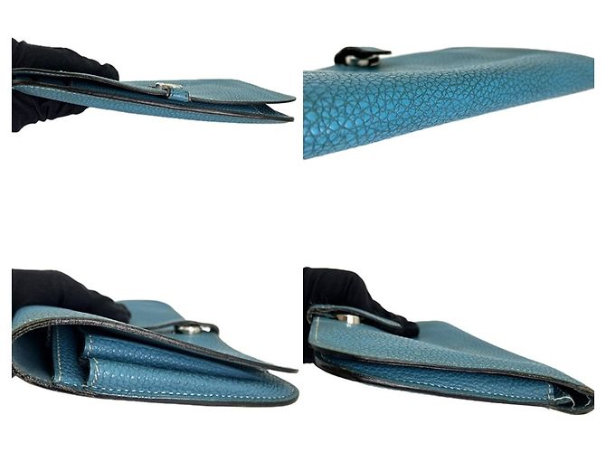 Hermès Portafoglio lungo Hermes Dogon GM in pelle Togo blu - vista 5