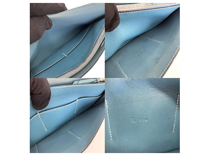 Hermès Portafoglio lungo Hermes Dogon GM in pelle Togo blu - vista 8