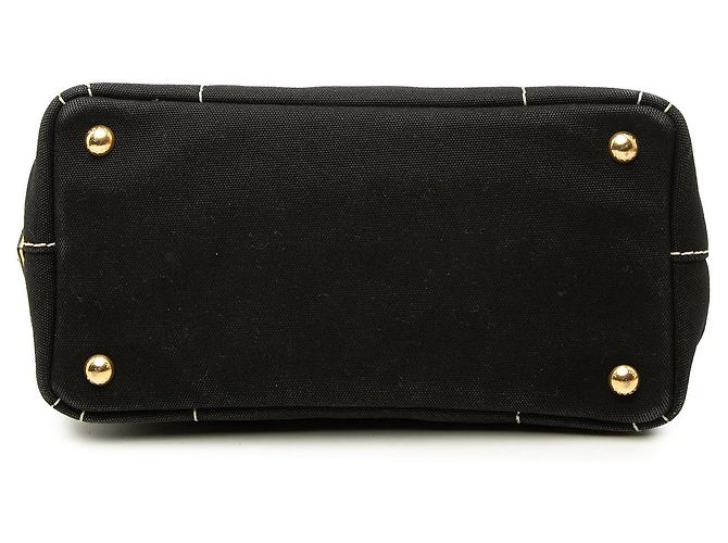 Prada Small Canvas Canapa Logo Tote Preto - vista 3