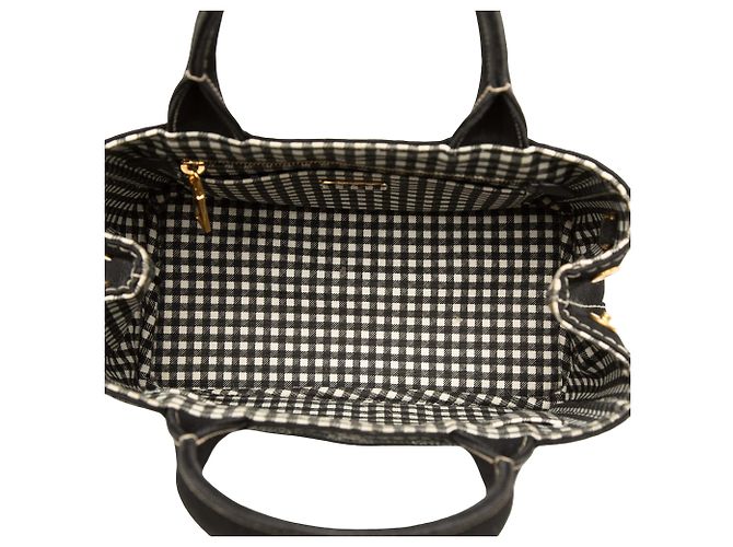 Prada Small Canvas Canapa Logo Tote Preto - vista 4