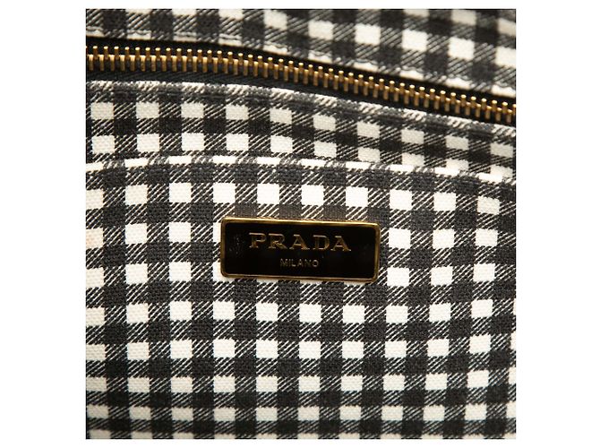 Prada Small Canvas Canapa Logo Tote Preto - vista 5