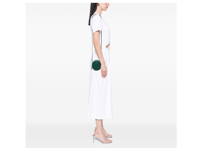 Chanel Bolsa tiracolo redonda em pele de cordeiro acolchoada verde - vista 5