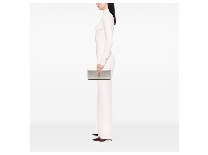 Autre Marque Clutch Cassandre Saint Laurent in pelle di vitello metallizzata oro D'oro - vista 6
