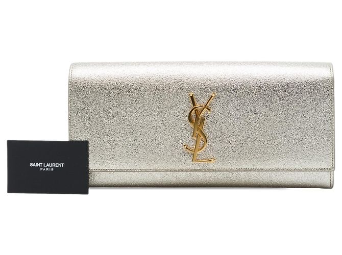 Autre Marque Clutch Cassandre Saint Laurent in pelle di vitello metallizzata oro D'oro - vista 7