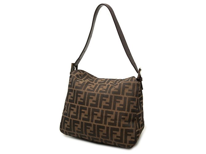 Bolsa de ombro Fendi Brown Zucca Canvas com aba dupla Marrom - vista 2