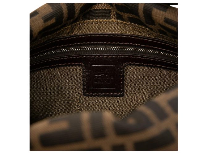 Bolsa de ombro Fendi Brown Zucca Canvas com aba dupla Marrom - vista 5