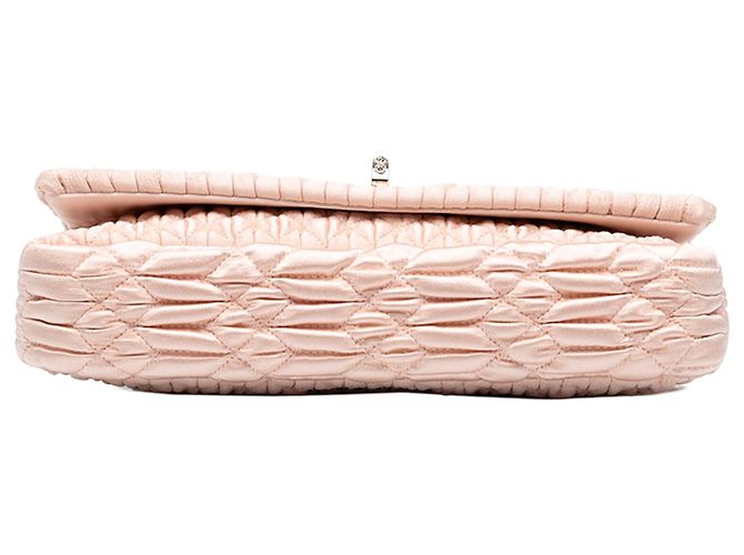 Borsa Satchel Miu Miu in raso Matelassé rosa con catena di cristalli - vista 3