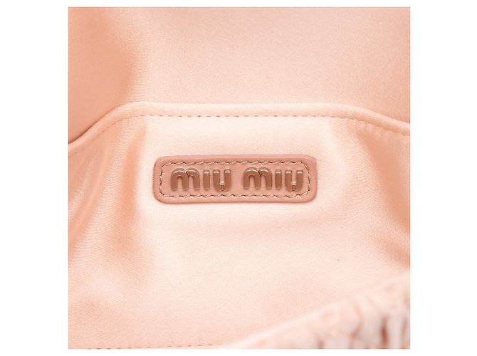 Borsa Satchel Miu Miu in raso Matelassé rosa con catena di cristalli - vista 5