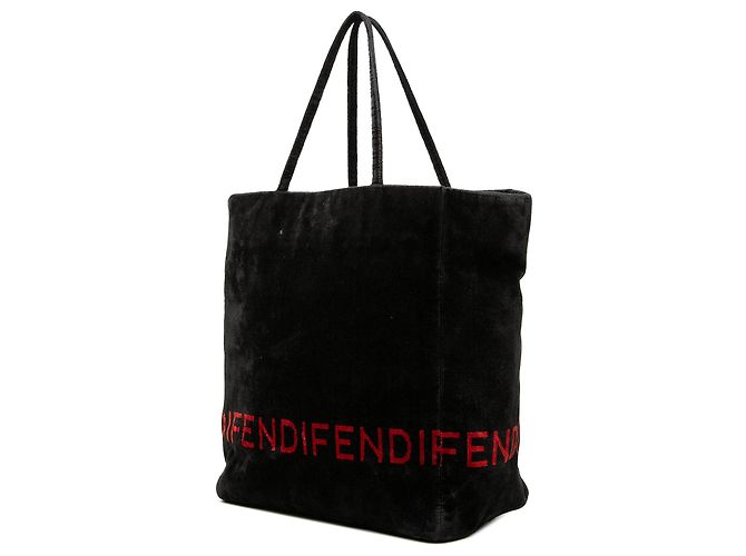 Bolso Tote Fendi de velur negro con logo - vista 2