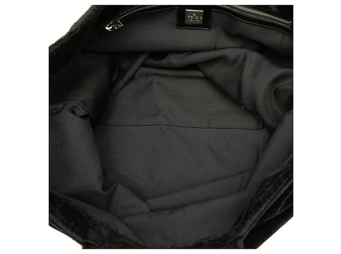 Bolso Tote Fendi de velur negro con logo - vista 4