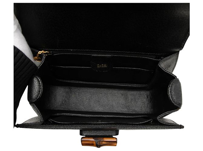 Gucci Black Grained Calfskin Bamboo Night Nero - vista 4