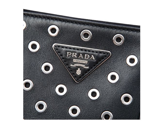 Borsa Prada Galleria Double Zip in vitello City con occhielli, Nero, Large - vista 5