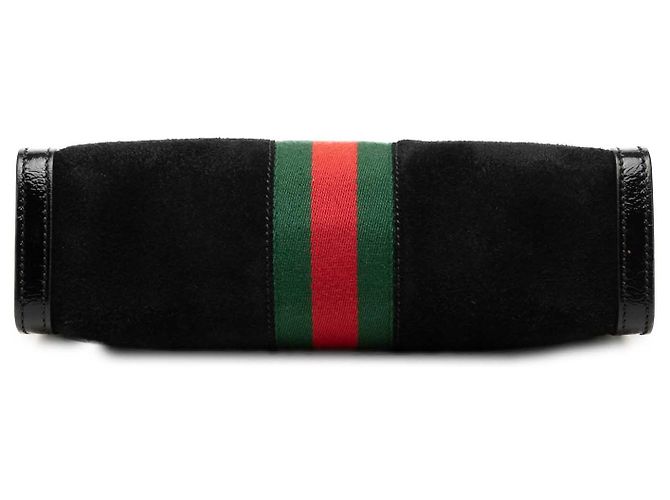Gucci Borsa a Tracolla Ophidia Chain Piccola in Suede Nero - vista 3