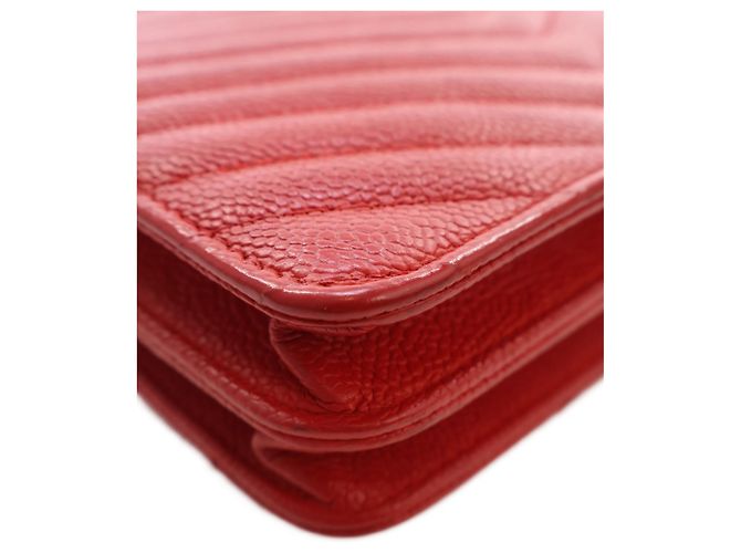 Portafoglio Chanel Red CC Chevron Caviar Square Wallet On Chain Rosso - vista 11