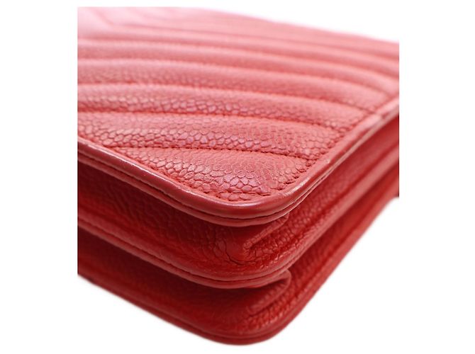 Portafoglio Chanel Red CC Chevron Caviar Square Wallet On Chain Rosso - vista 12