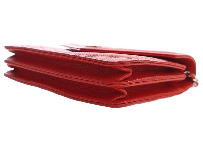 Portafoglio Chanel Red CC Chevron Caviar Square Wallet On Chain Rosso - vista 14