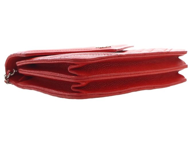 Portafoglio Chanel Red CC Chevron Caviar Square Wallet On Chain Rosso - vista 15