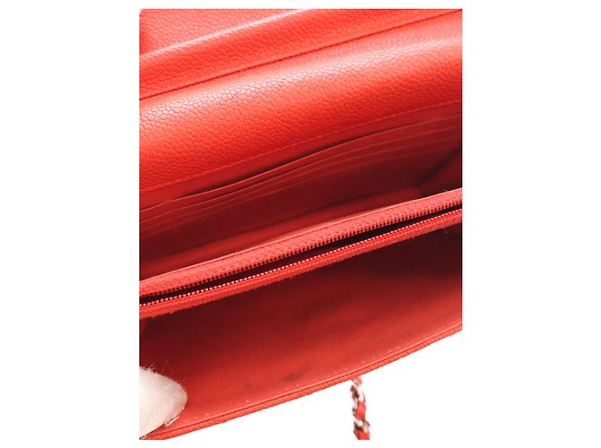 Portafoglio Chanel Red CC Chevron Caviar Square Wallet On Chain Rosso - vista 4