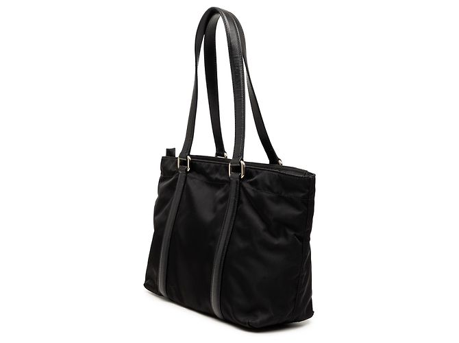 Tote Prada in Tessuto con rifiniture in Saffiano Nero - vista 2