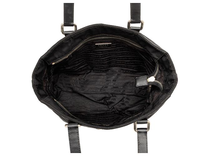 Tote Prada in Tessuto con rifiniture in Saffiano Nero - vista 4