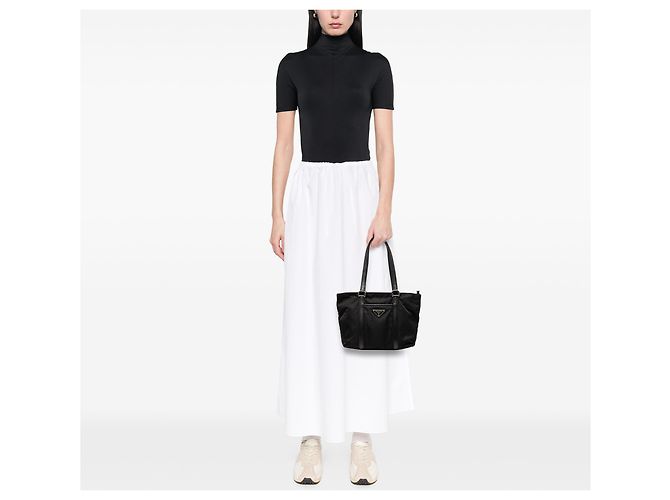 Tote Prada in Tessuto con rifiniture in Saffiano Nero - vista 6