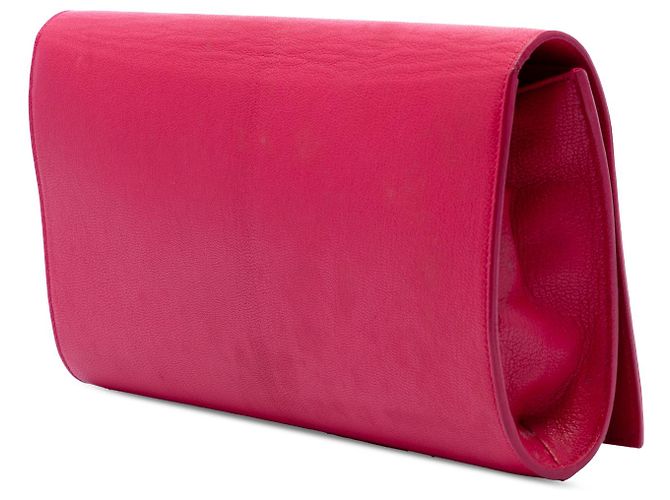 Autre Marque Clutch Saint Laurent Belle De Jour Large in pelle monogram rosa - vista 2
