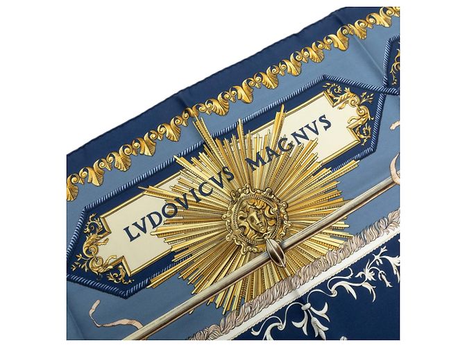 Pañuelo de seda Hermès Blue Lvdovicvs Magnvs 90 Azul - vista 6
