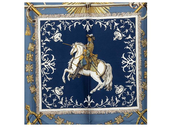 Pañuelo de seda Hermès Blue Lvdovicvs Magnvs 90 Azul - vista 7