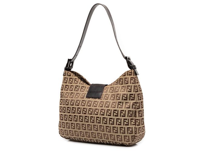 Borsa a tracolla Fendi in tela Zucchino marrone Marrone chiaro - vista 2