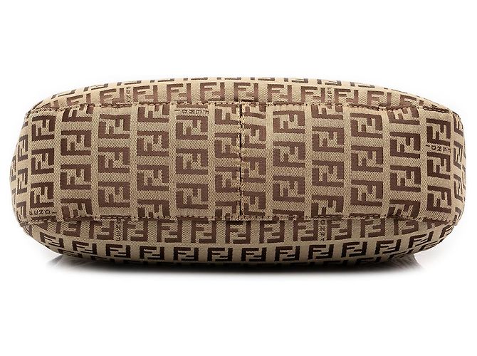 Borsa a tracolla Fendi in tela Zucchino marrone Marrone chiaro - vista 3