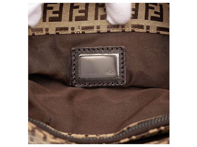 Borsa a tracolla Fendi in tela Zucchino marrone Marrone chiaro - vista 5