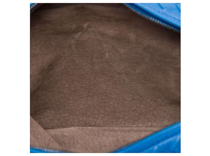 Bottega Veneta Mini Borsa a Tracolla con Patta e Catena Espandibile in Nappa Intrecciato Blu - vista 4